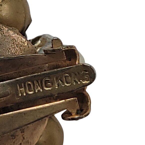 Vintage Gold & Silver Tone Cluster Clip-On Earrings Made In Hong Kong - Picture 3 of 9